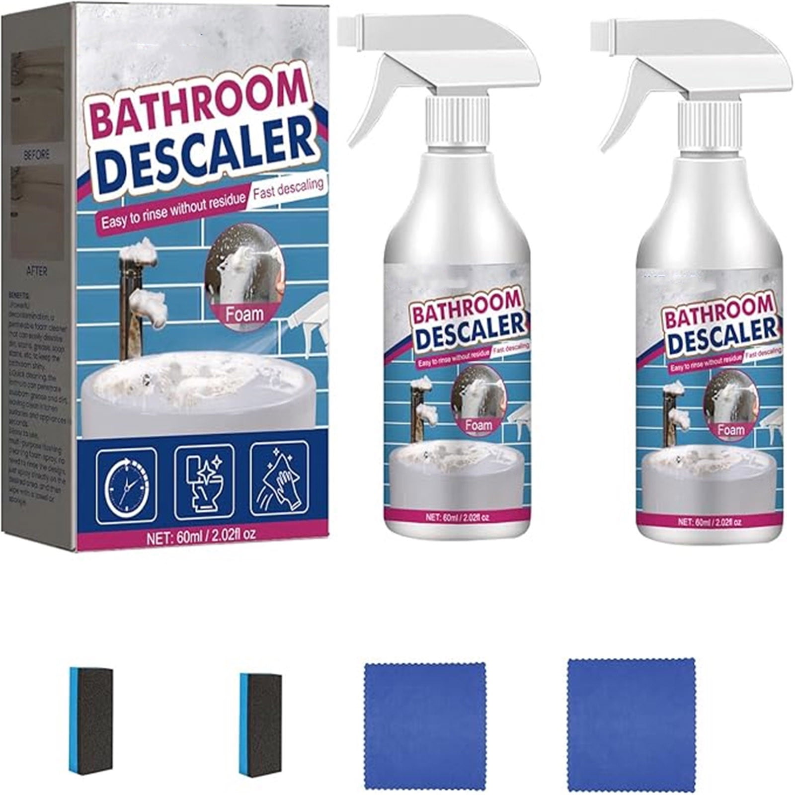 amousa Bath Cleaner, Shower Room Glass Scale Cleaner Stainless Steel ...
