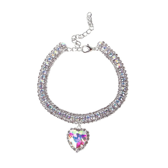 amousa Love Water Drop Rhinestone Cat Necklace Pet Dog Necklace Jewelry Necklace Cat Necklace