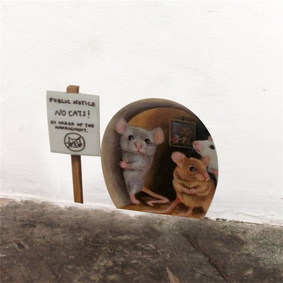 amousa Mouse Stickers No Cats Scaredy Mice Mouse Hole Wall Sticker Decal Cute Novelty
