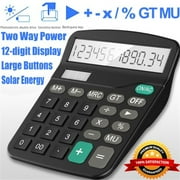 amousa Office Calculator, TSV Function Desktop Calculator With 12 Digit Large LCD Display, Solar And Battery Dual Power, Sensitive Button, Handheld Basic Calculator