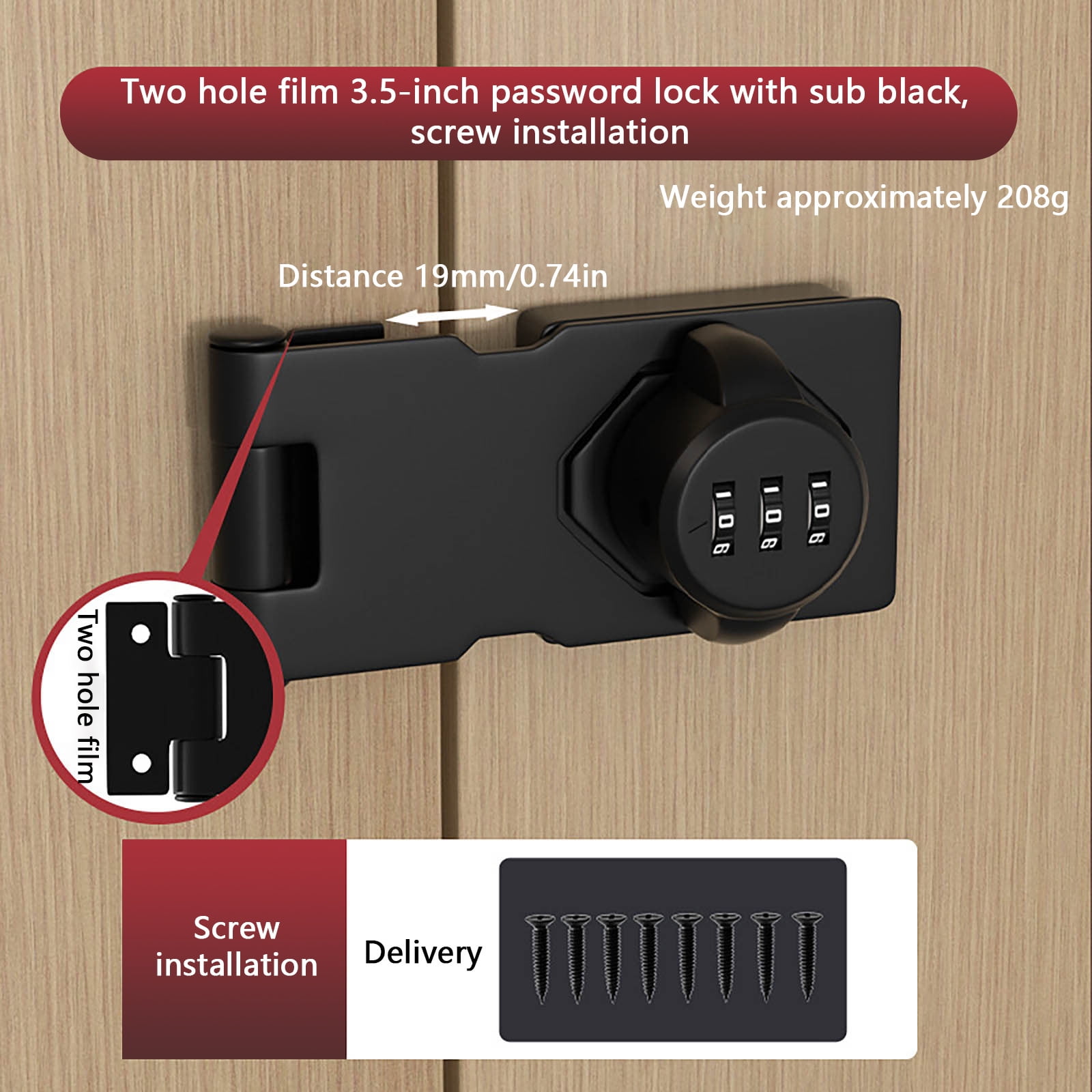 amousa Punching Password Door Lock, Refrigerator Lock, Anti