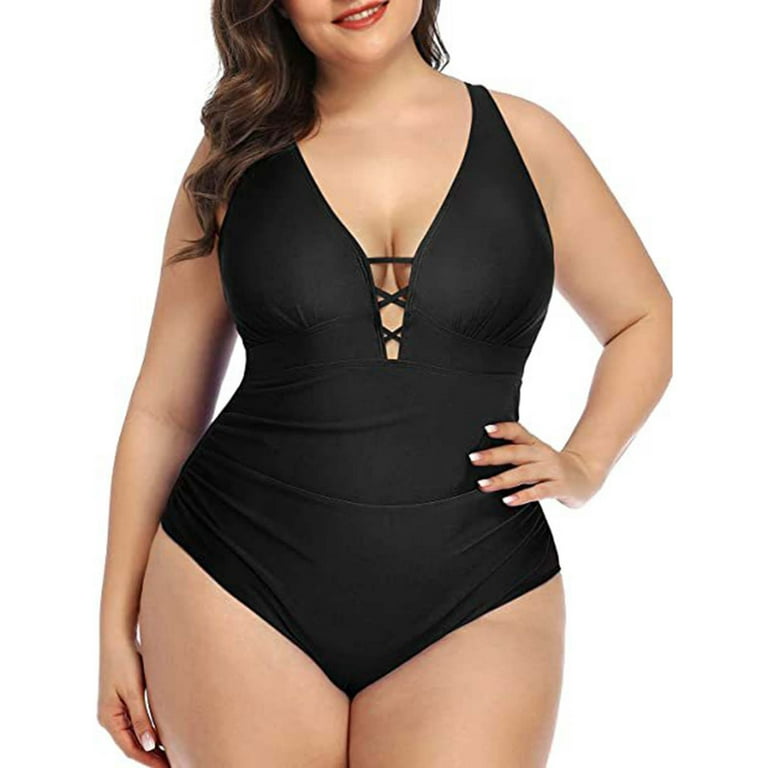 amousa Women's Fashion One-Piece V-Neck Swimming Costume With Bra Pads And  No Steel Bra swimsuit womens