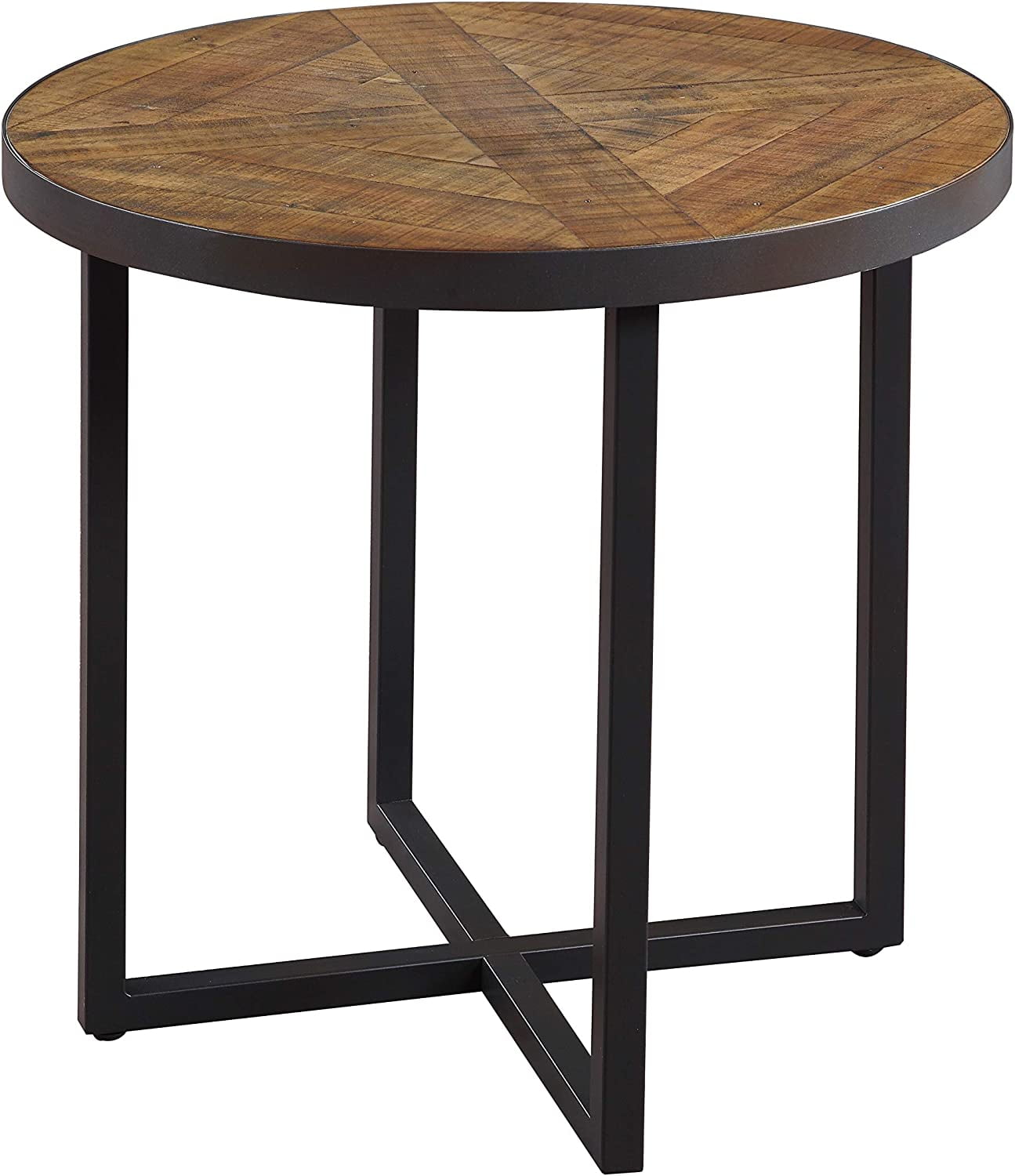 & Bay Foley End Table 24 inch Rustic Wood & Black