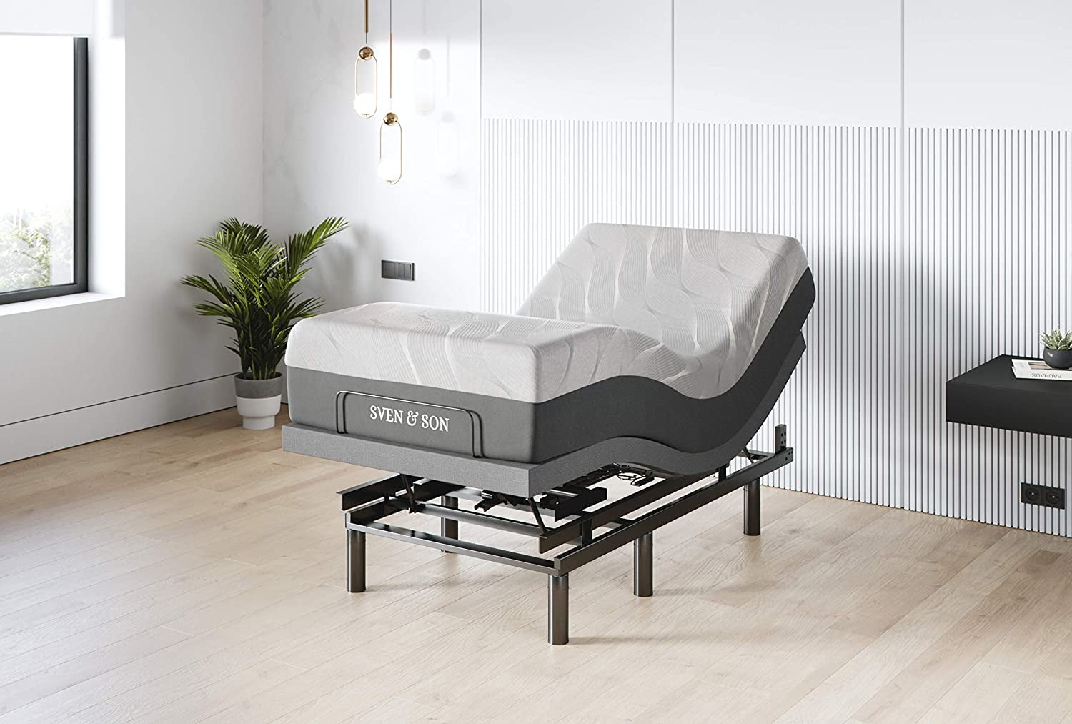 & Son Queen Adjustable Bed Base Frame + 14\u201D Luxury Cool Gel Memory Foam Mattress HeadTilt
