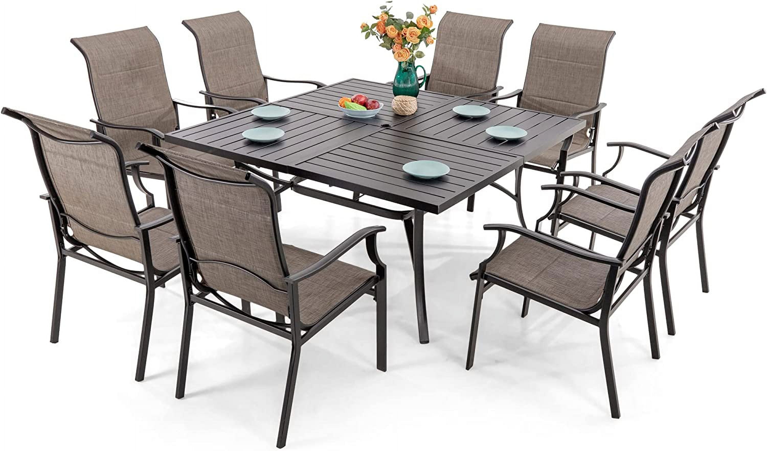 & William Patio Furniture Set Large Square Patio Dining Table for 8