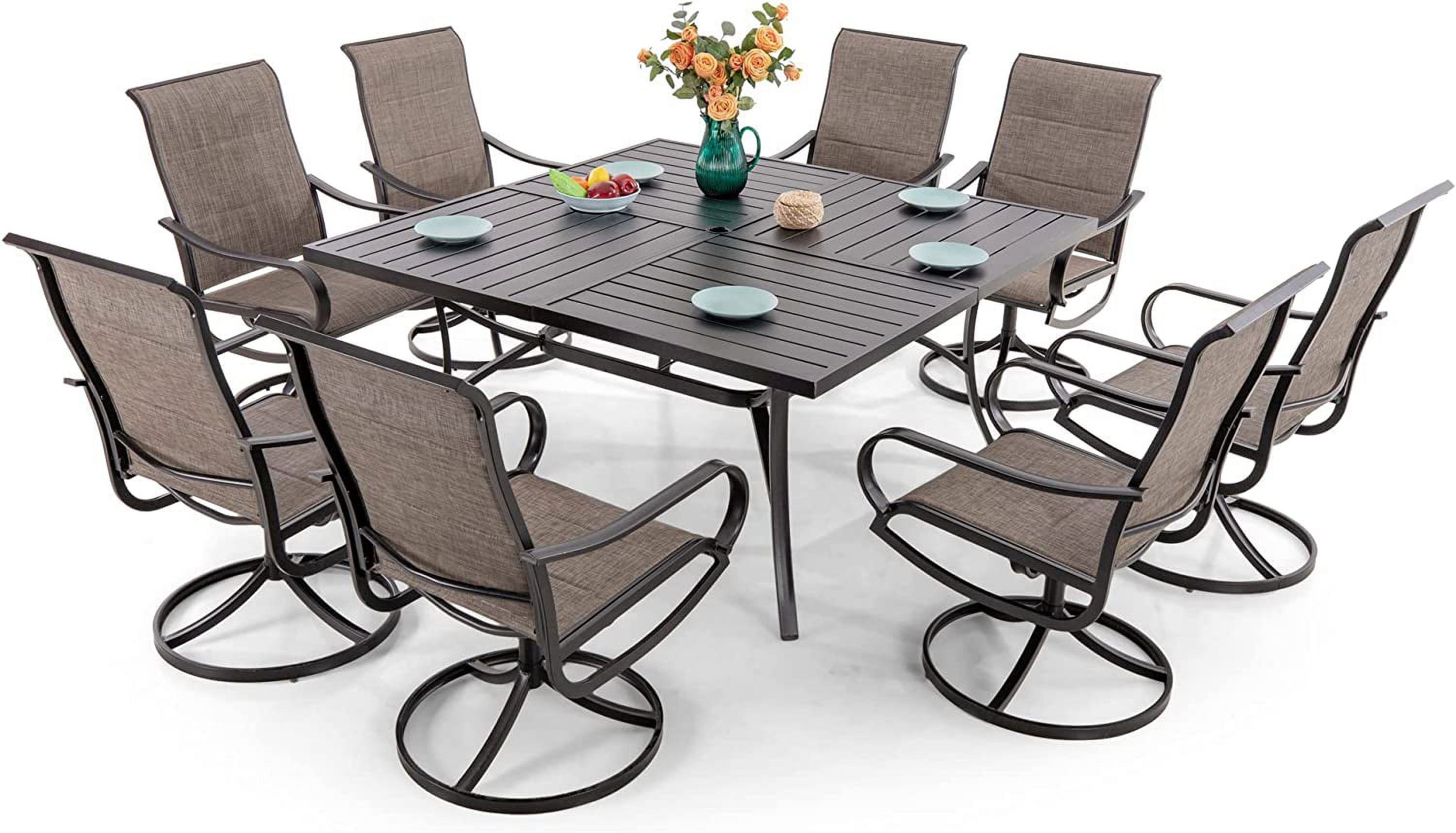 & William Patio Furniture Set Large Square Patio Dining Table for 8