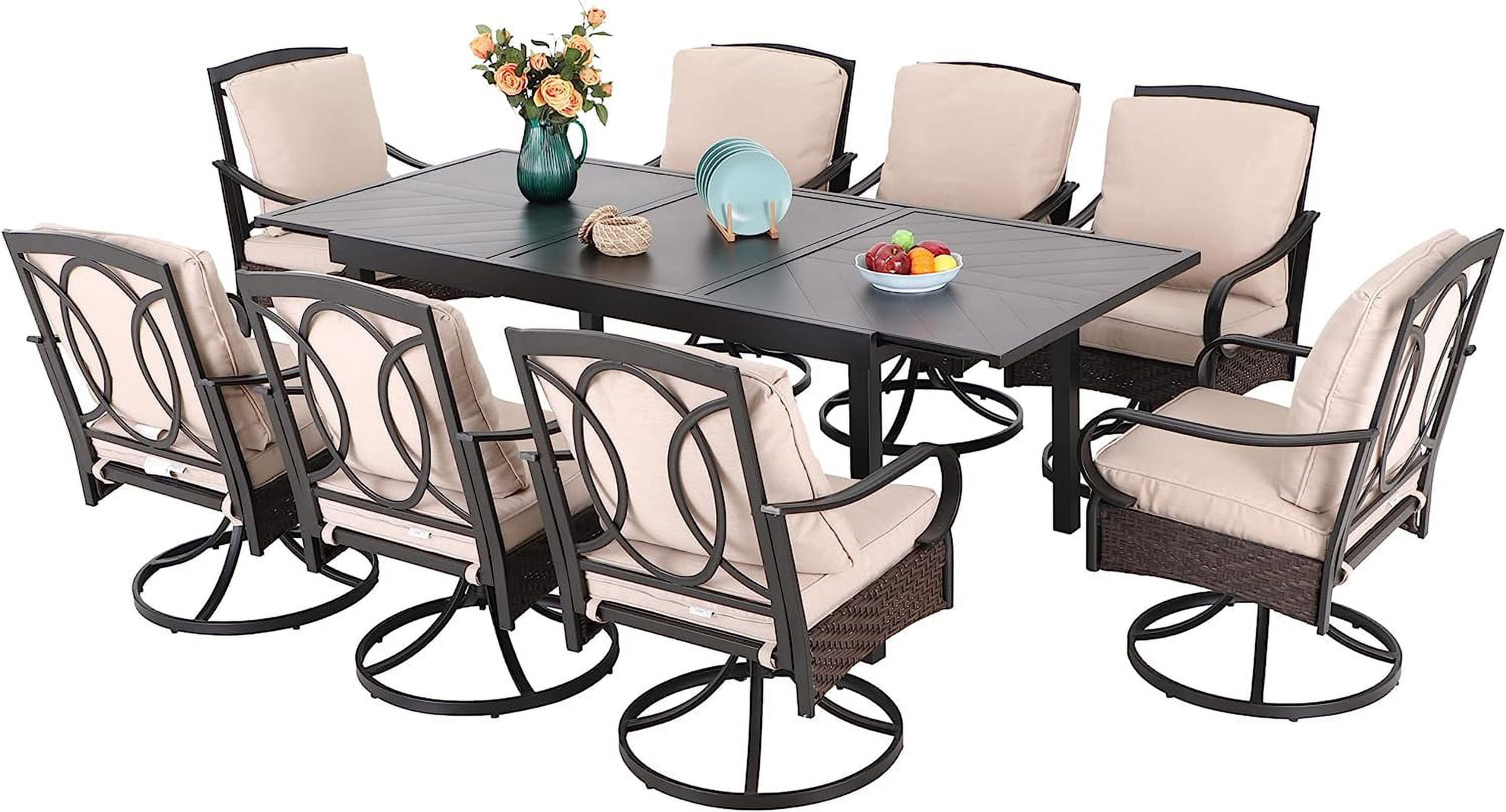 & William Patio Table and Chairs with 10ft 3 Tier Autotilt Beige