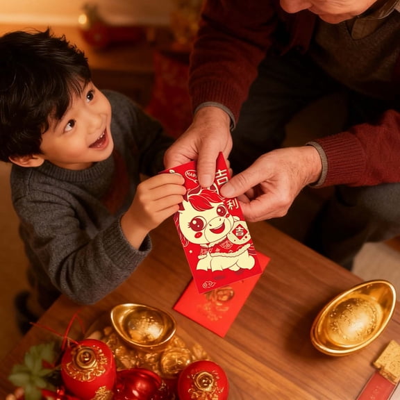 ampao red envelopes 2026 2026 Year Of Red Envelopes Set (6 Pcs) Cute Chinese New Year Envelopes With Gold Foil Accents Thickened Paper Red Packets For KidsAdults 6PCS