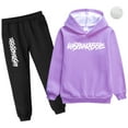 thumbnail image 1 of amropi Boy's Tracksuit Fur Lined Pullover Hoodie Jogging Pants Set 2 Pieces Sweatsuit (Purple,6-7Years), 1 of 7