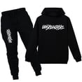 thumbnail image 1 of amropi Boy's Tracksuit Pullover Hoodie Jogging Pants Set 2 Pieces Sweatsuit Black,12-13Years, 1 of 7