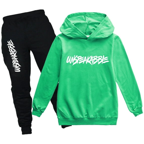 amropi Boy's Tracksuit Pullover Hoodie Jogging Pants Set 2 Pieces Sweatsuit Green,14-15Years