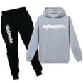 thumbnail image 1 of amropi Boy's Tracksuit Pullover Hoodie Jogging Pants Set 2 Pieces Sweatsuit Grey Black,4-5Years, 1 of 7