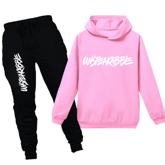 amropi Boy's Tracksuit Pullover Hoodie Jogging Pants Set 2 Pieces Sweatsuit Pink,12-13Years