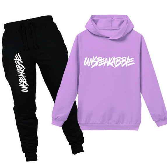 amropi Boy's Tracksuit Pullover Hoodie Jogging Pants Set 2 Pieces Sweatsuit Purple,11-12 Years