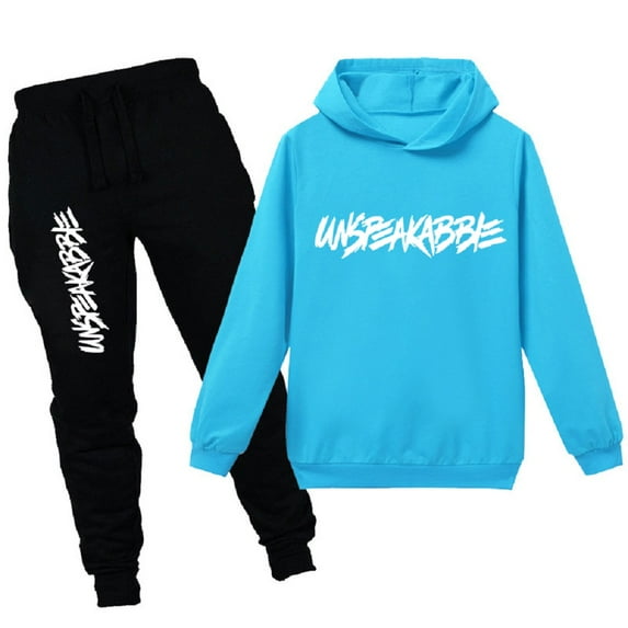 amropi Boy's Tracksuit Pullover Hoodie Jogging Pants Set 2 Pieces Sweatsuit Sky Blue,6-7Years