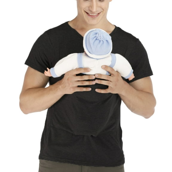 amropi Men's Baby Carrier Soothe V Neck Short Sleeve Kangaroo T Shirt Black,4XL