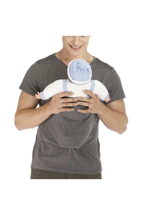 Men's Baby Carrier Soothe V Neck Short Sleeve Kangaroo T Shirt Grey,XXXL