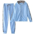 thumbnail image 1 of amropi Women's 2 Piece Tracksuit Sweatsuits Sets Hoodie Sweatshirt and Jogging Sweatpants Suit Blue, S, 1 of 6