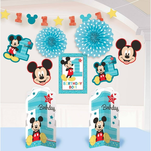 amscan 241833 Disney Mickey's Fun to be One Room Decorating Kit, Birthday, 7ct, Multi-Colored, One Size