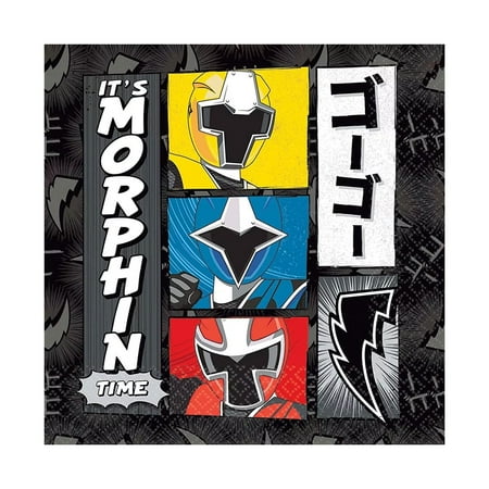 amscan 501723 "Power Rangers Ninja Steel Beverage Napkins, 16 pcs, Multicolor, Standard
