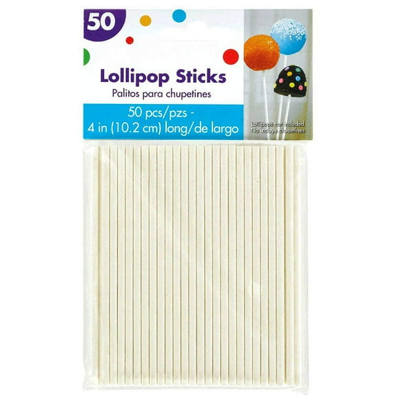 amscan Cake Pop Sticks | 4" | Pack of 50 | Party Supply, White (140141)