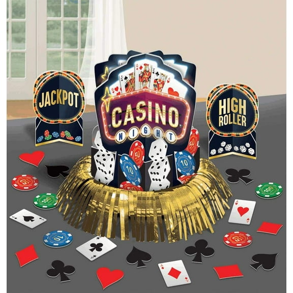 amscan Casino Night Cardstock with Foil Fringe Decorating Kit - 23pc