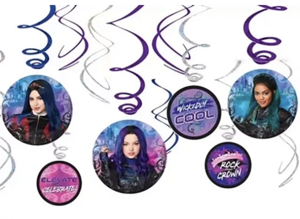 VARIOUS Disneys Descendants 3 - 12 Pieces And 6 Swirl Decoration Cutouts Included