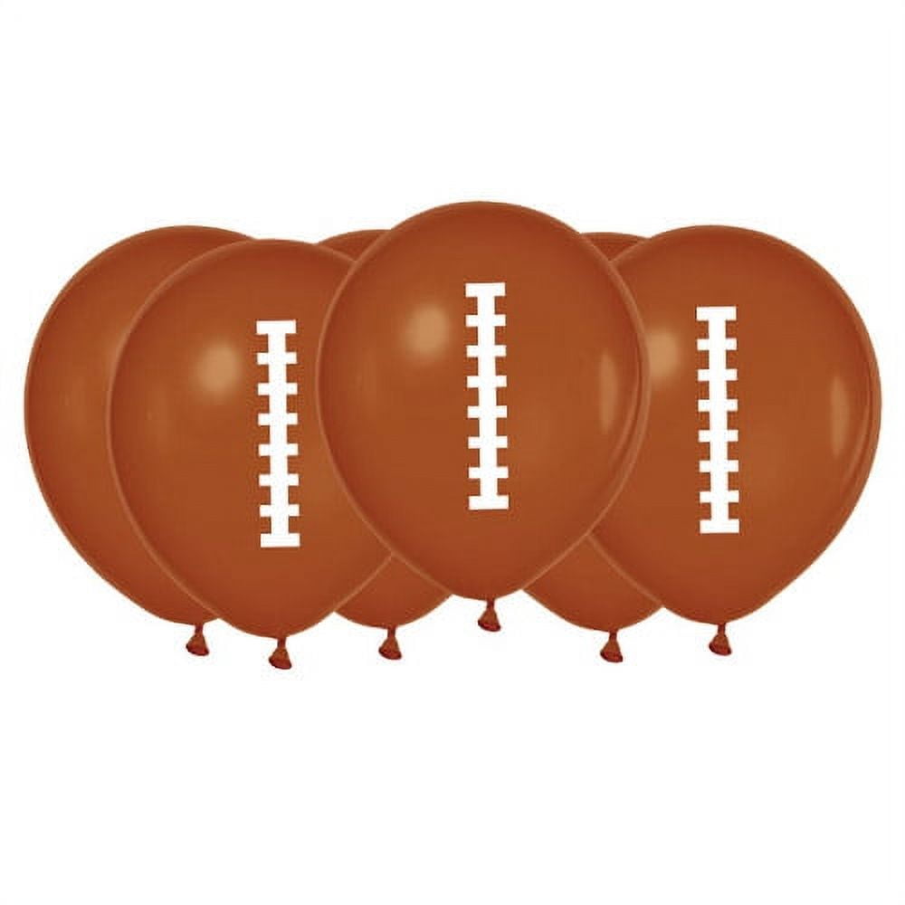 VARIOUS amscan Football Design Party Supply Round Latex Balloons, 6 CT, 12", Brown White