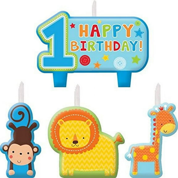 amscan One Wild Boy 1st Birthday Candle Set, Medium, Blue