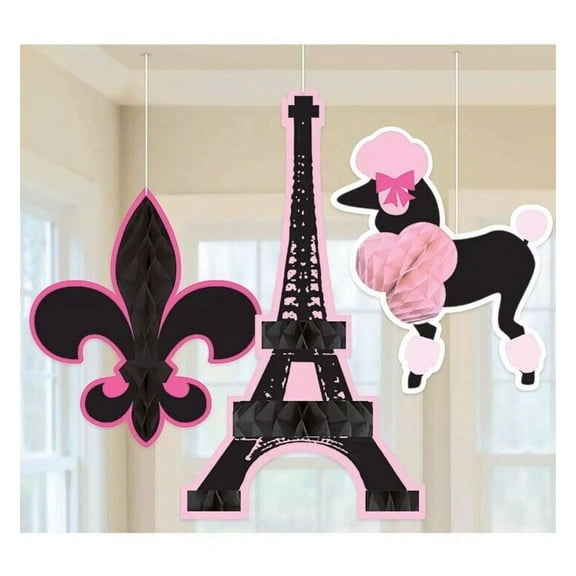 amscan Paris Honeycomb Cutout Decorations - 3pc
