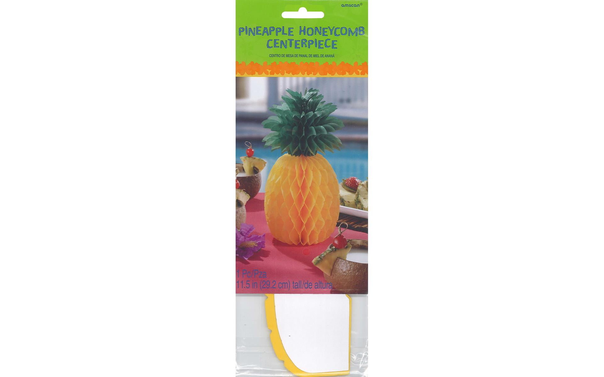 Yellow and Green Pineapple Paper Honeycomb Centerpiece, 12"