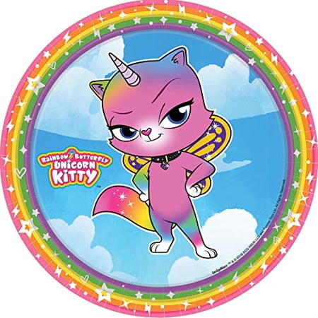 amscan Rainbow Butterfly Unicorn Kitty Dessert Plates