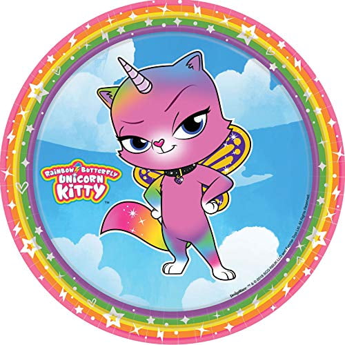 amscan Rainbow Butterfly Unicorn Kitty Dessert Plates