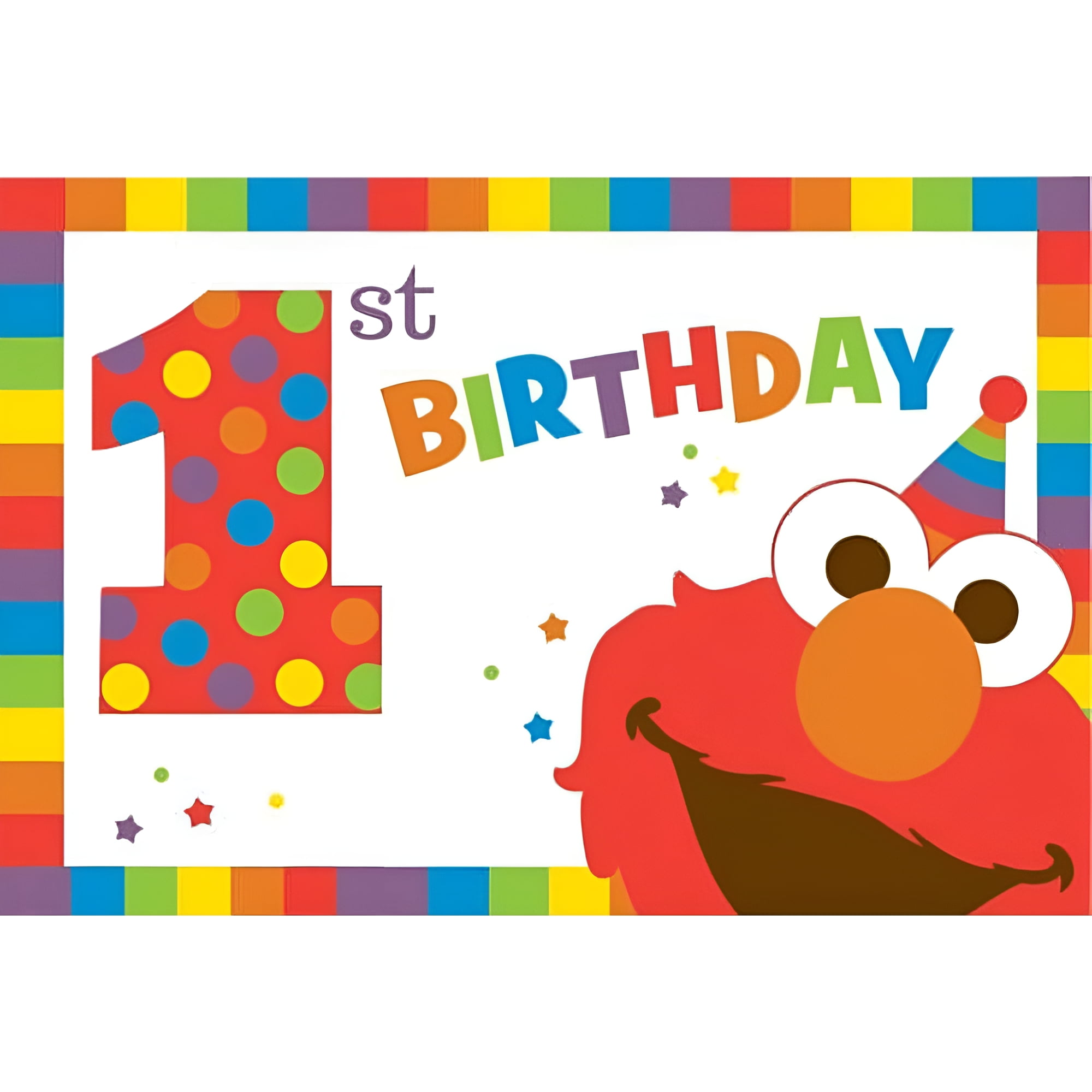 VARIOUS amscan Sesame Street Elmo Turns One Postcard Invitation. 8ct, Multicolor, 4 1/4" x 6 1/4" (491835)