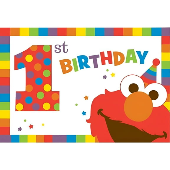 amscan Sesame Street Elmo Turns One Postcard Invitation. 8ct, Multicolor, 4 1/4" x 6 1/4" (491835)