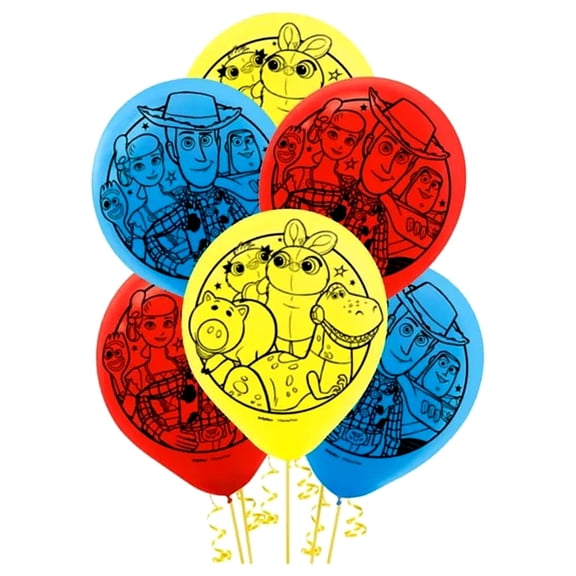 amscan Toy Story 4" Assorted Printed Latex Party Balloons, 6 Ct.