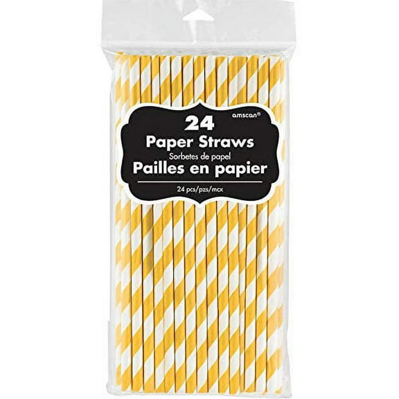 amscan Yellow Sunshine Paper Straws | 24 Ct.,7"