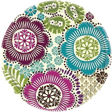 Fashion Floral Modern Flowers Garden Theme Party 7" Paper Dessert Plates