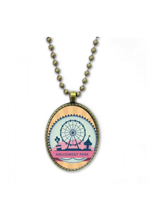 amusement park black ferris wheel pattern necklace vintage chain bead pendant jewelry collection