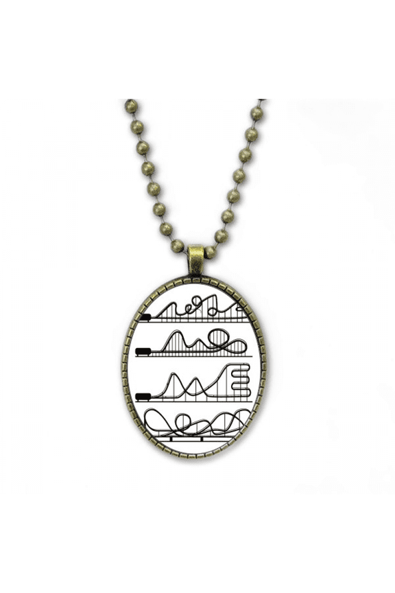 amusement park black roller coaster outline necklace vintage chain bead pendant jewelry collection