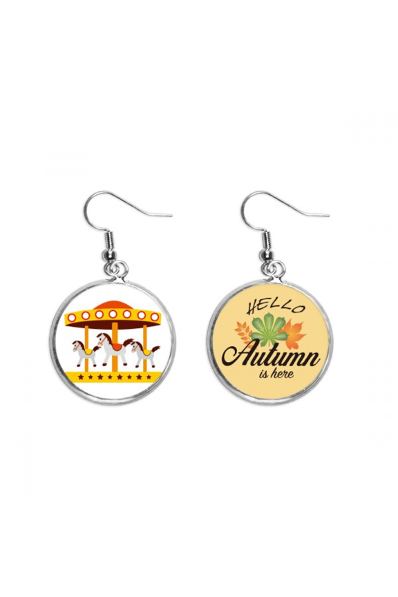 amusement park color carousel illustration earring dangle autumn earring jewelry