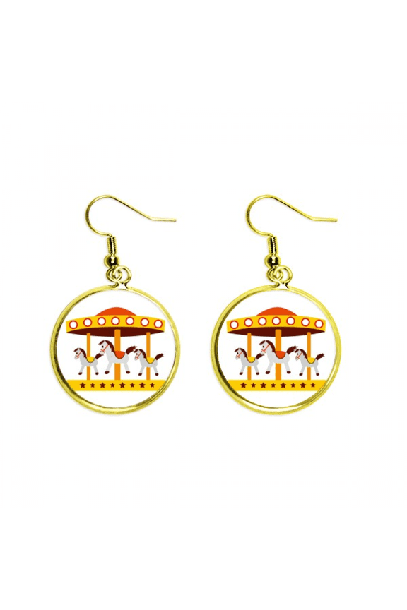 amusement park color carousel illustration earring dangle en drop earring jewelry woman