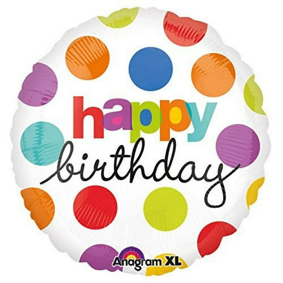 anagram international hx polka dot birthday balloon, multicolor