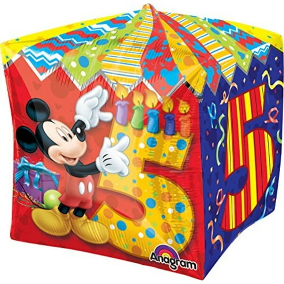 15 inch MICKEY MOUSE Cubez AGE 5 Balloon  Party Supplies Decorations Foil Mylar Balloon