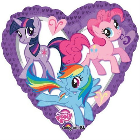 anagram international my little pony heart foil balloon pack, 18", multicolor