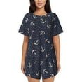 anchor dots cute navyblue Women's Pajama Sets Soft Short Sleeve Tops