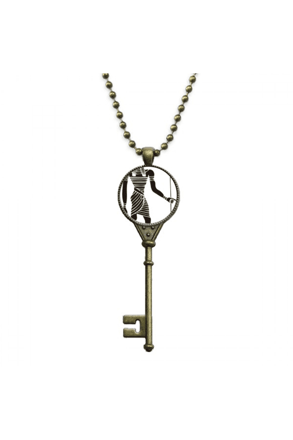 ancient egypt anubis totem fresco key necklace pendant tray embellished chain