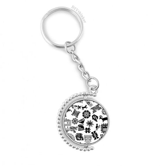 ancient egypt art decorative pattern rotatable keyholder disc accessories chain clip