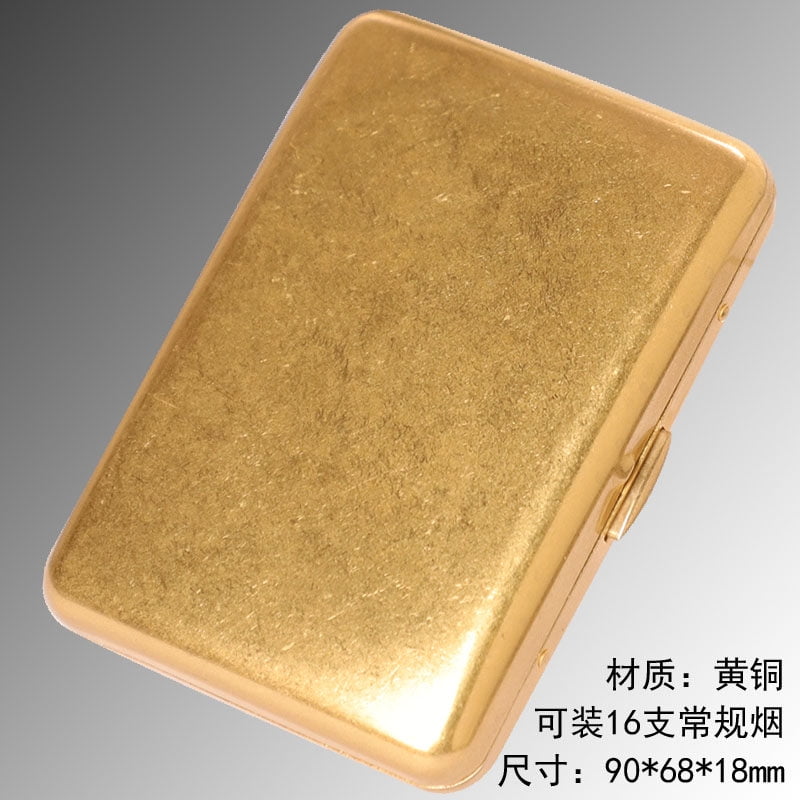 ancient silver cigarette box 20 pieces portable thick men's retro anti-pressure copper cigarette box with engraving on the middle,SKU00340-16支装铜滚花烟盒