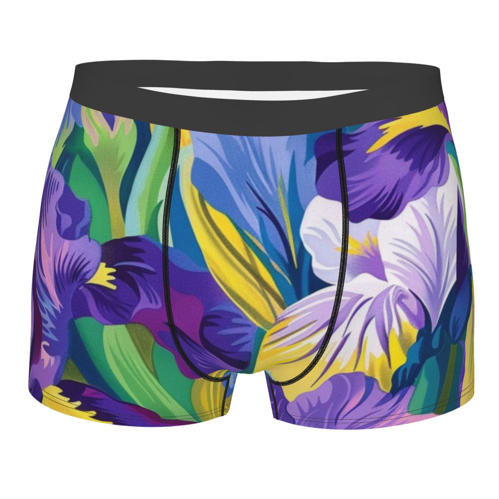 and Artistic Flower Depiction in Colors Men's Novelty Briefs Funny